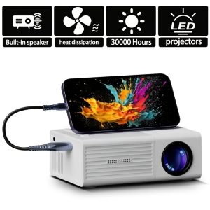 Portable Mini Projector with Full Support - Compatible with IOS, Android, Windows & More - Includes Remote Control, USB-Powered, Compact Cube Design, Ideal for Smartphones, And USB Devices
